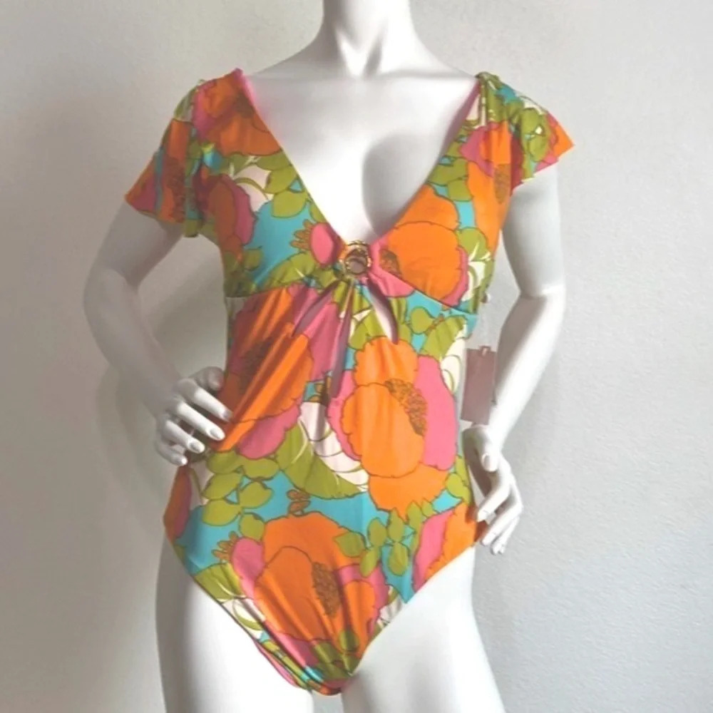 TRINA TURK NEW Playa De Flor One-piece Swimsuit Size 14 - Picture 2 of 6